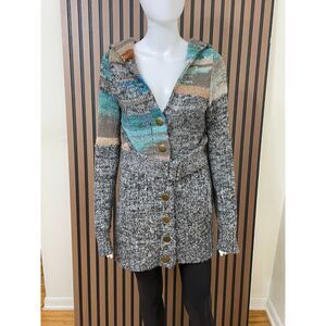 Sleeping On Snow by Anthropologie Women's S Gray Sweater Acrylic Duster Cardigan